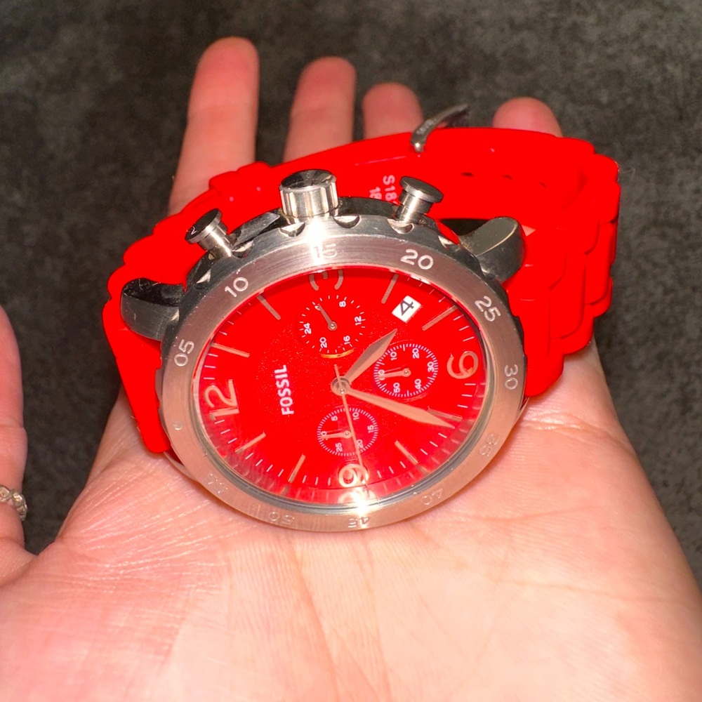 Fossil red watch